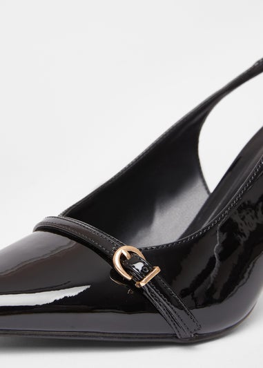 Quiz Black Wide Fit Slingback Court Heels