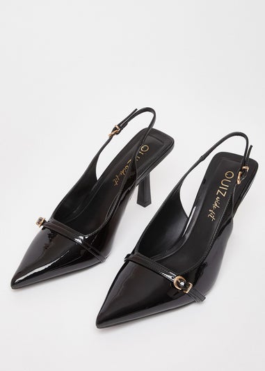 Quiz Black Wide Fit Slingback Court Heels