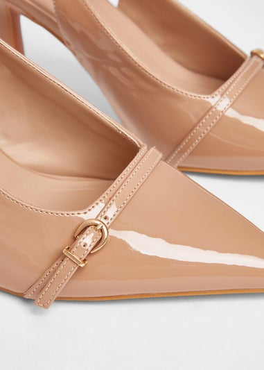 Quiz Natural Wide Fit Slingback Court Heels