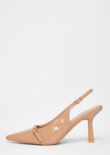 Quiz Natural Wide Fit Slingback Court Heels