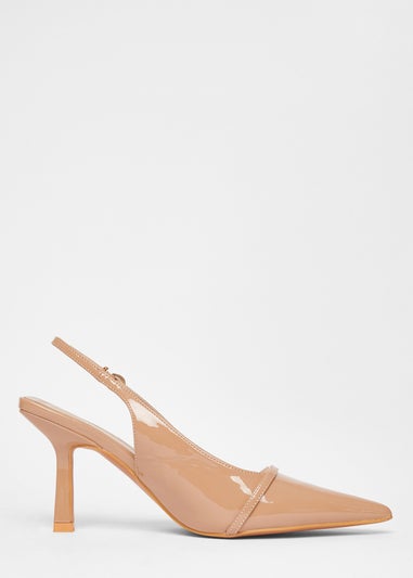 Quiz Natural Wide Fit Slingback Court Heels