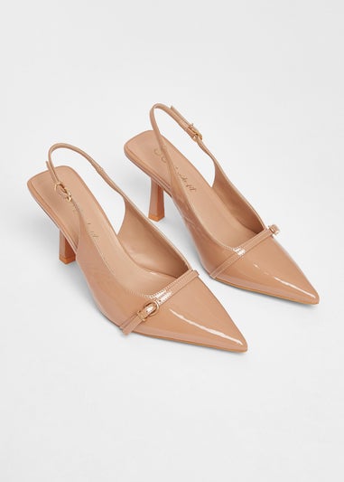 Quiz Natural Wide Fit Slingback Court Heels