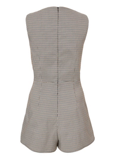 Quiz Brown Checked Playsuit