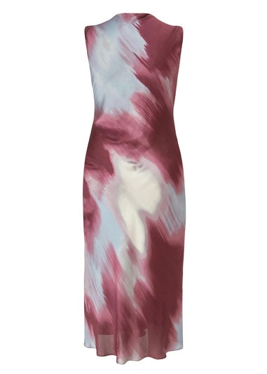 Quiz Multi Curve Printed Satin Midaxi Dress