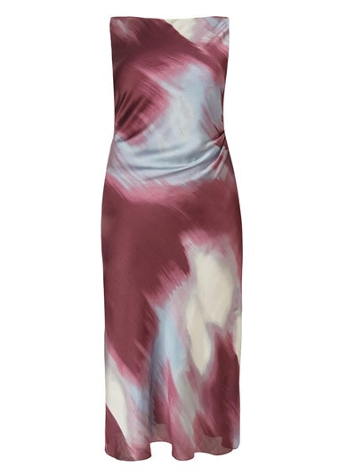 Quiz Multi Curve Printed Satin Midaxi Dress