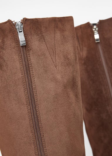 Quiz Brown Faux Suede Heeled Boots