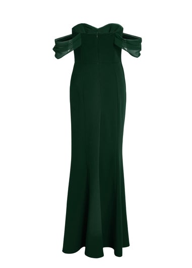 Quiz Green Chiffon Bardot Maxi Dress