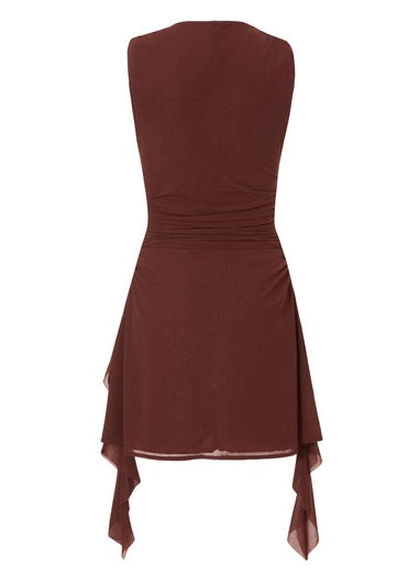 Quiz Brown Frill Mini Dress
