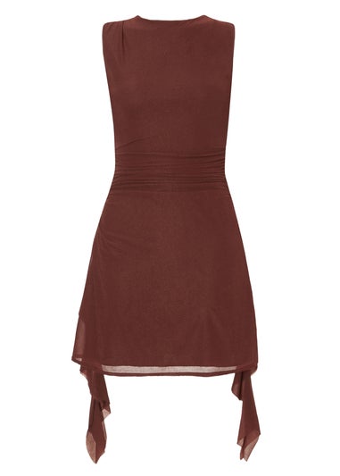 Quiz Brown Frill Mini Dress
