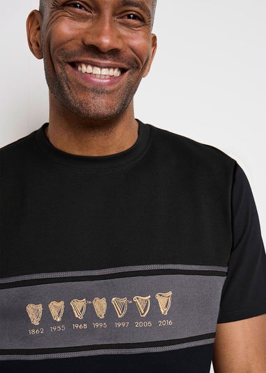 Cotton Traders Black Guinness TM 1/2 Short Sleeve Panelled T-Shirt