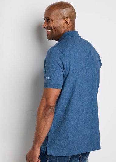 Cotton Traders Smoke Blue Guinness TM 1/2 Short Sleeve Marl Pocket Polo Shirt