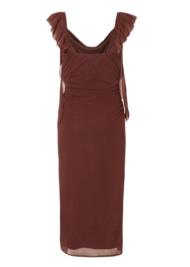 Quiz Brown Frill Midi Dress