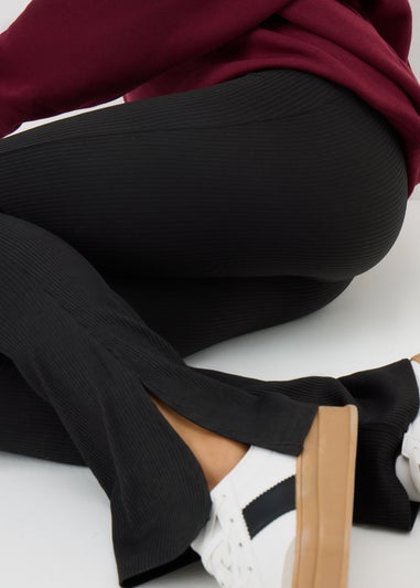 Black Ribbed Kickflare Leggings