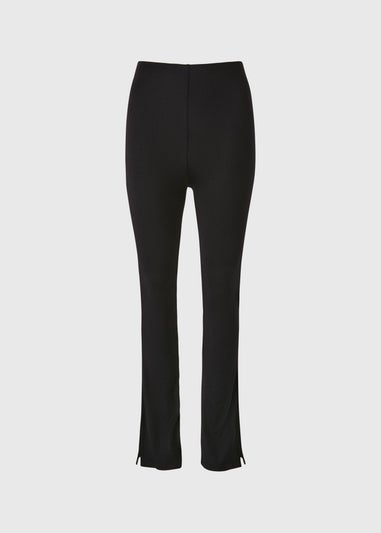 Black Ribbed Kickflare Leggings