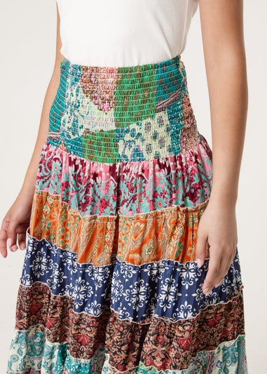 Blue Vanilla Multi Print Midi Skirt