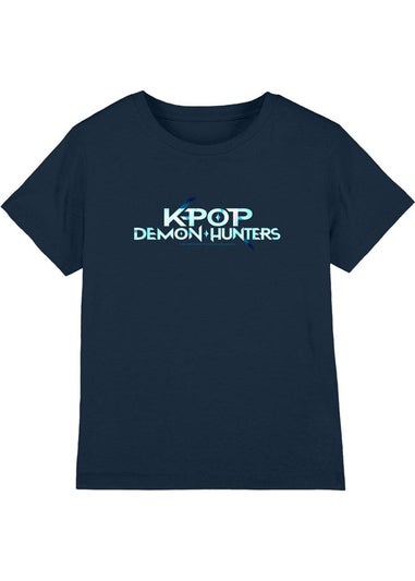 K-Pop Demon Hunters Kids Navy Logo T-Shirt (3-13yrs)