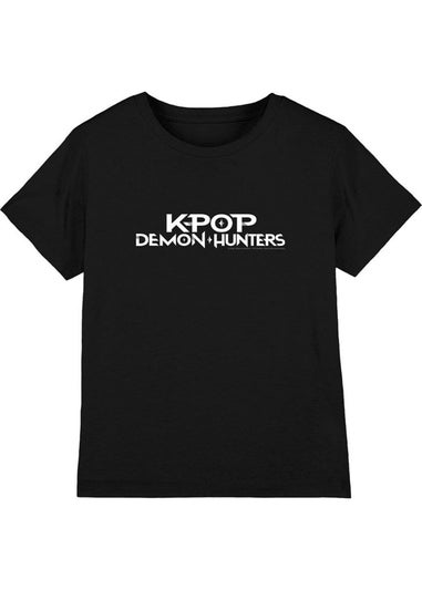 K-Pop Demon Hunters Kids Black/White Logo T-Shirt (3-13yrs)