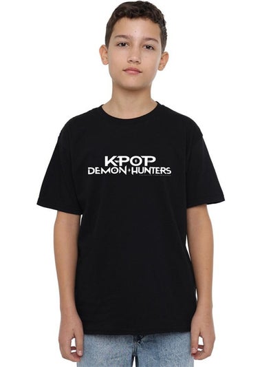K-Pop Demon Hunters Kids Black/White Logo T-Shirt (3-13yrs)