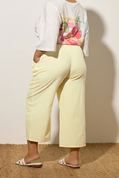 Yours Curve Butter Yellow Linen Culottes