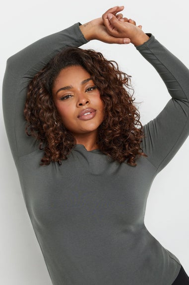 Yours Curve Grey Thermal Long Sleeve Top