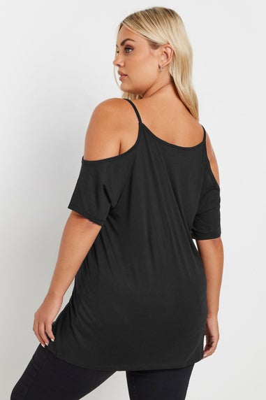 Yours Curve 2 Pack Black Cold Shoulder T-Shirts