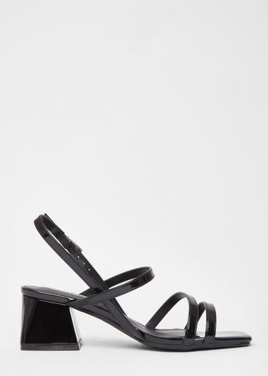 Quiz Black Wide Fit Heeled Sandals