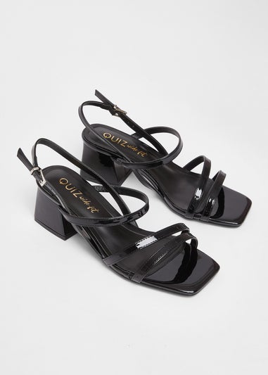 Quiz Black Wide Fit Heeled Sandals