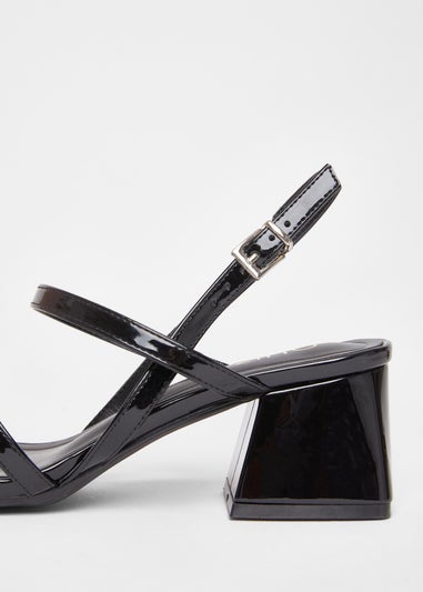 Quiz Black Wide Fit Heeled Sandals