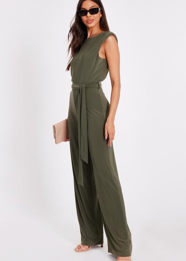 Quiz Khaki Tie Waist Jumpsuit