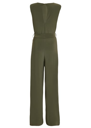 Quiz Khaki Tie Waist Jumpsuit