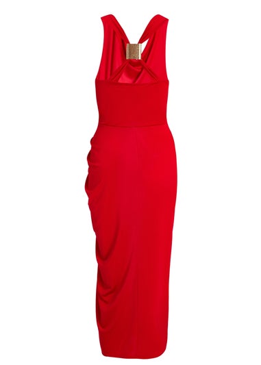 Quiz Red Cowl Neck Midi Dress