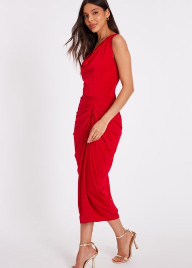 Quiz Red Cowl Neck Midi Dress