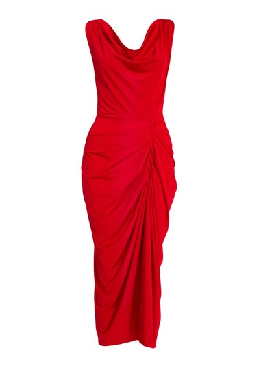 Quiz Red Cowl Neck Midi Dress