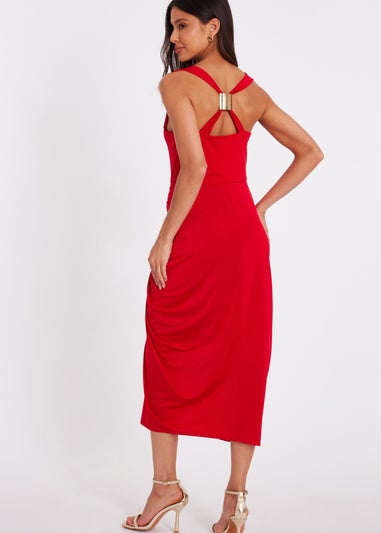 Quiz Red Cowl Neck Midi Dress