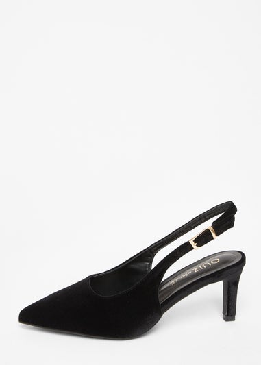 Quiz Black Wide Fit Slingback Court Heels