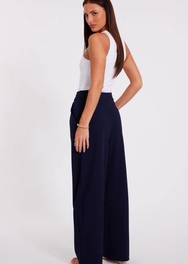 Quiz Navy Buckle Palazzo Trousers