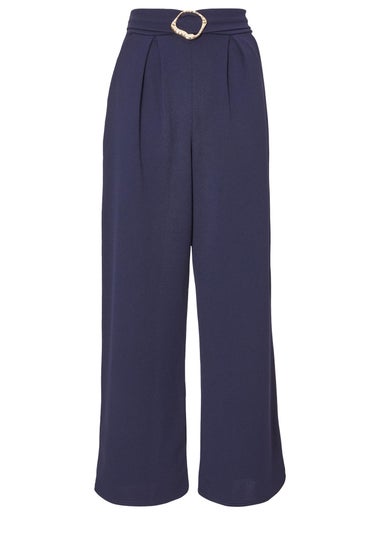Quiz Navy Buckle Palazzo Trousers