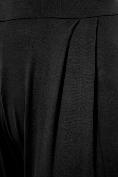 Yours Curve Black Pleated Wide Leg Stretch Trousers