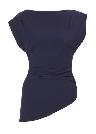 Quiz Navy Asymmetric Boat Neck Top
