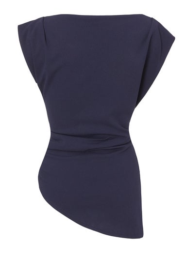 Quiz Navy Asymmetric Boat Neck Top