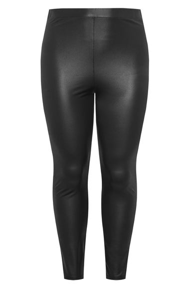 Yours Curve Black Wet Look Stretch Leggings