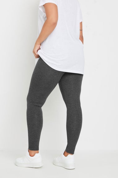 Yours 2 Pack Curve Charcoal Grey & Black Soft Touch Stretch Leggings
