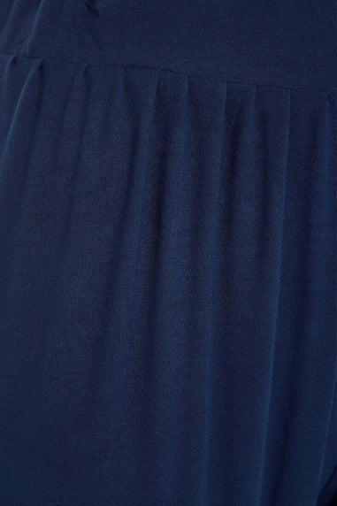Yours Curve Navy Blue Cropped Jersey Harem Joggers