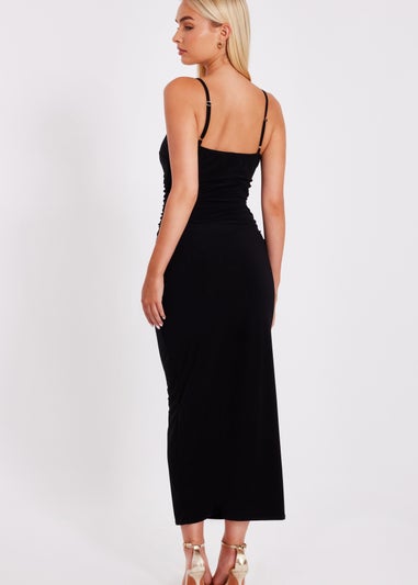 Quiz Black Knot Detail Midaxi Dress