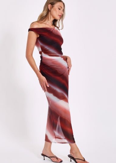 Quiz Brown Mesh Ombre Midaxi Dress