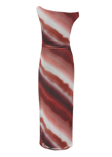 Quiz Brown Mesh Ombre Midaxi Dress