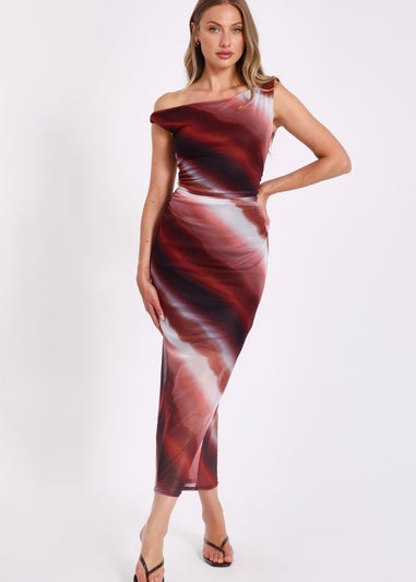 Quiz Brown Mesh Ombre Midaxi Dress