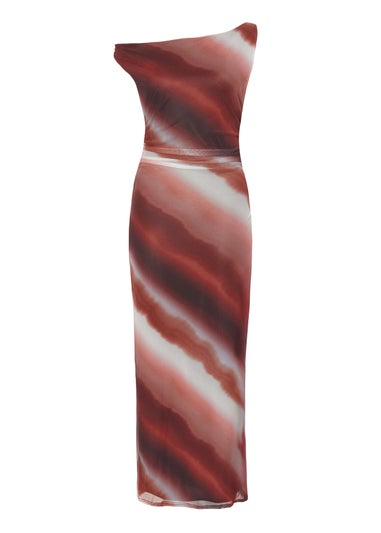 Quiz Brown Mesh Ombre Midaxi Dress