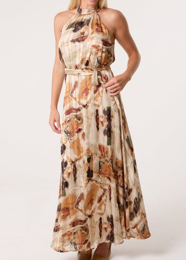 Blue Vanilla Multi Halter Neck Belted Dress