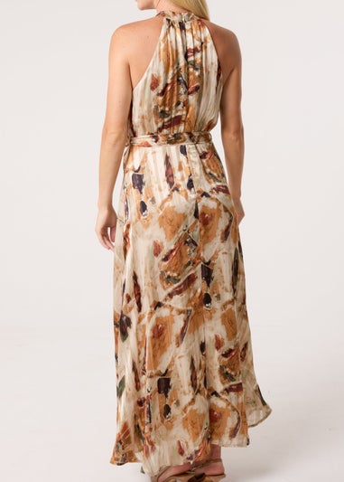 Blue Vanilla Multi Halter Neck Belted Dress